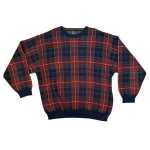 Vintage Jos A Bank Thick Knit Scotch Plaid Sweater Made In Italy Mens XXL Tartan
